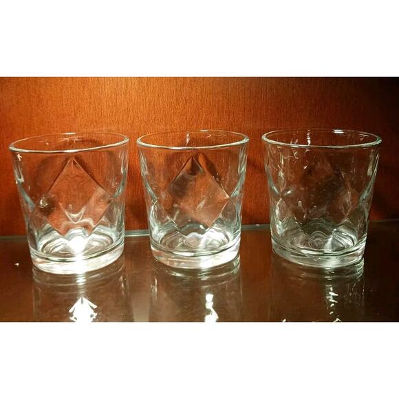 3 Vintage DOUBLE DUTCH Low ball Whiskey Glasses Diamond DD Classy Luxury Collect - Picture 1 of 16